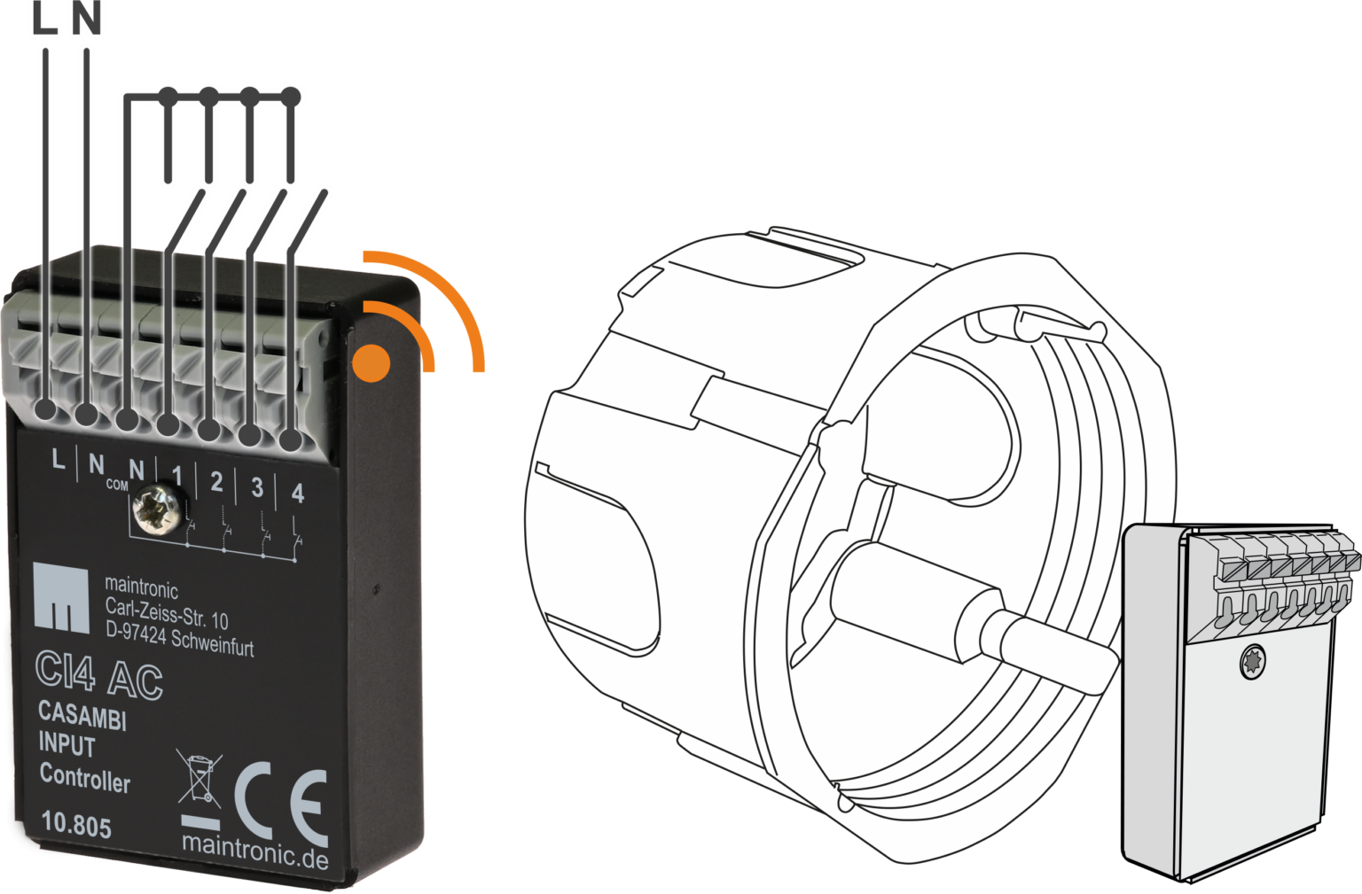 Controlled input. Схема ITW-ee26-m. Xpress Casambi 4ch Bluetooth Controller.